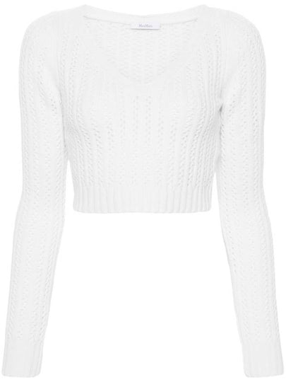 Ifrem Wool Cashmere Crop Knit Top White - MAX MARA - BALAAN 2