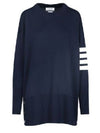 4 Bar Crew Neck Merino Wool Pullover Knit Top Navy - THOM BROWNE - BALAAN 1