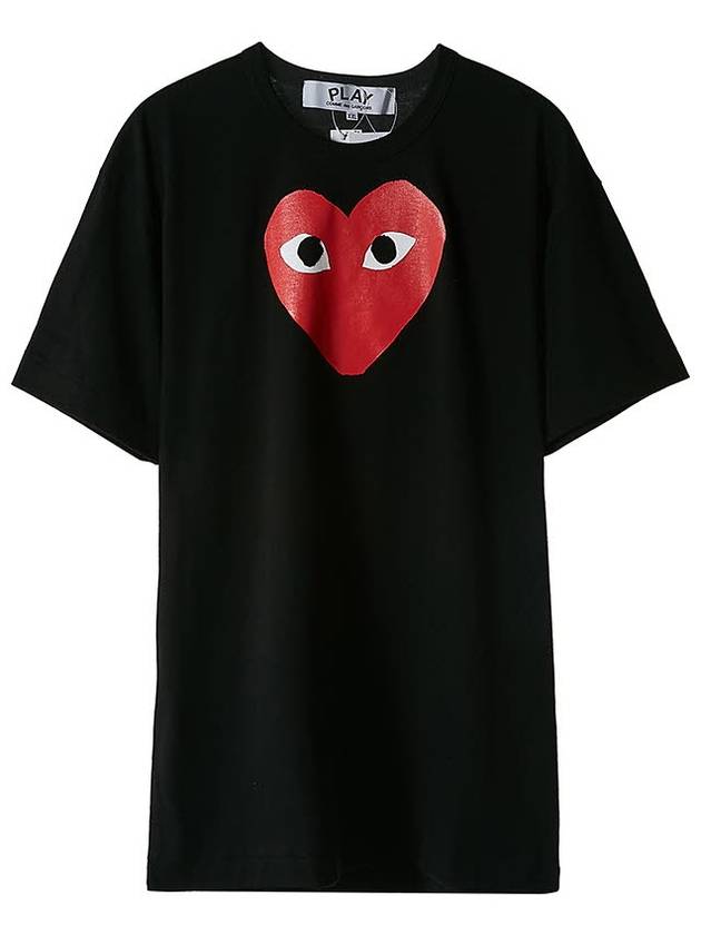 Red Big Heart Print Short Sleeve T-Shirt Black - COMME DES GARCONS - BALAAN 11