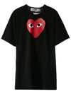 Red Big Heart Print Short Sleeve T-Shirt Black - COMME DES GARCONS - BALAAN 11