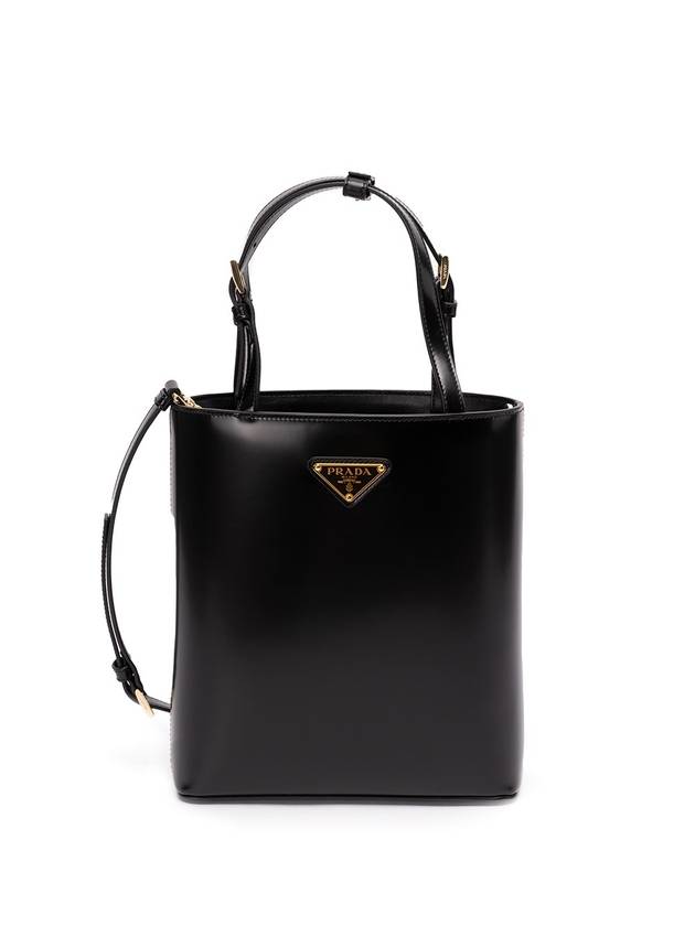 Brushed Leather Tote Bag Nero - PRADA - BALAAN 1