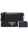 Women s 1BD318 Black Saffiano Triangle Logo Gold Chain Crossbody Bag - PRADA - BALAAN 10