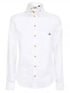 Embroidered Logo Cotton Long Sleeve Shirt White - VIVIENNE WESTWOOD - BALAAN 2