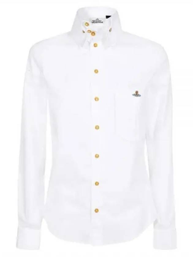 Embroidered Logo Cotton Long Sleeve Shirt White - VIVIENNE WESTWOOD - BALAAN 2