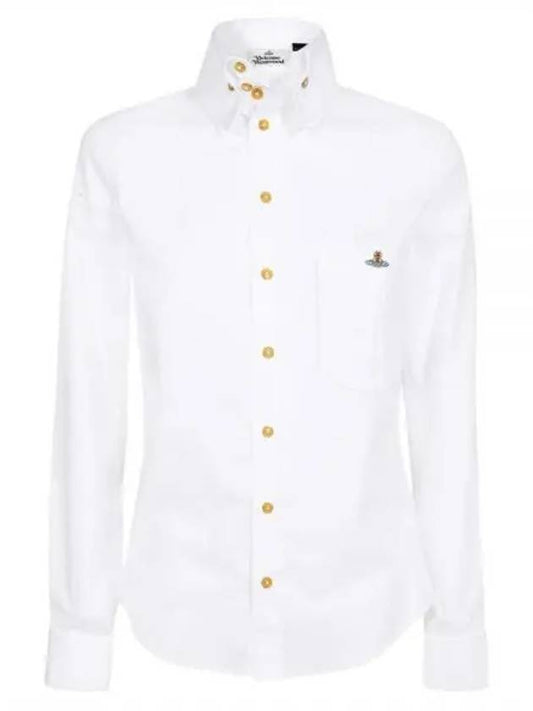 logo-embroidered cotton long-sleeve shirt white - VIVIENNE WESTWOOD - BALAAN 2