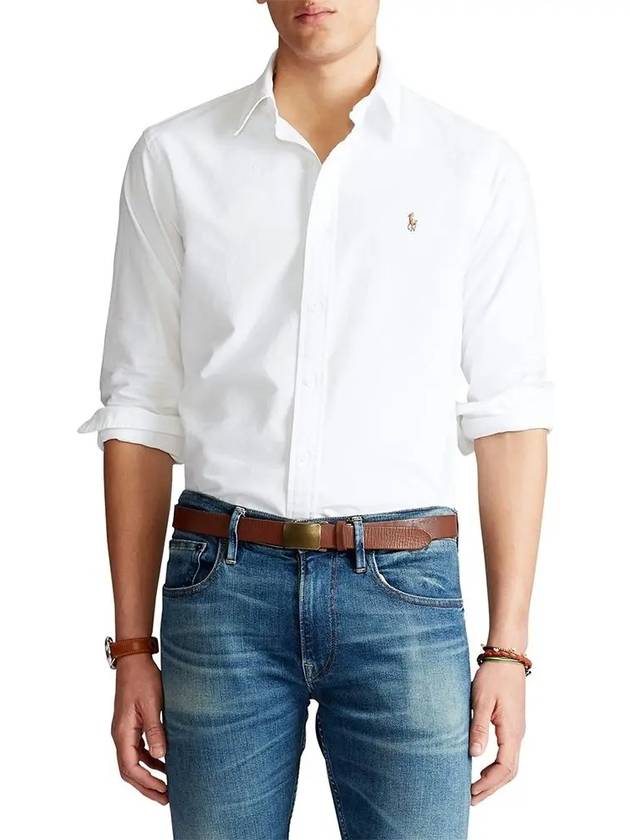 Embroidery Pony Oxford Long Sleeve Shirt White - POLO RALPH LAUREN - BALAAN 3