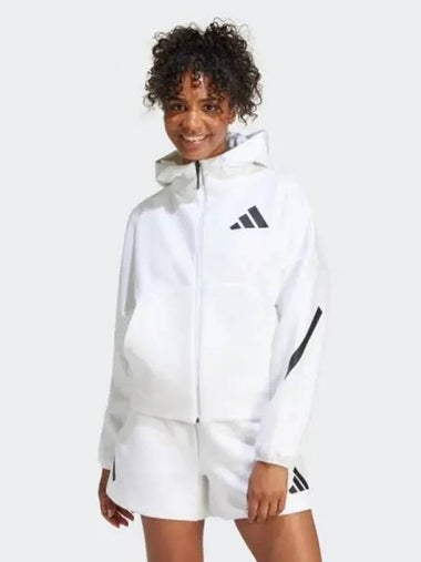 Women s Z N E full zip hooded track jacket white - ADIDAS - BALAAN 1