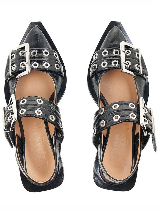 Eyelet Detail Buckle Flat Black - GANNI - BALAAN 7