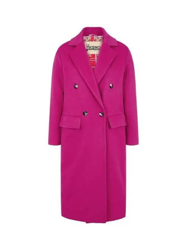 Last Women s Notch Lapel Double Wool Coat Dark Pink 270011 - HERNO - BALAAN 1