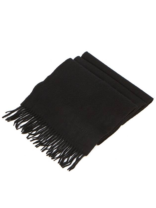 Small Solid Merino Wool Muffler Black - MULBERRY - BALAAN 3