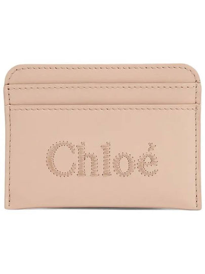 Sense Embroidered Logo Calfskin Card Wallet Light Beige - CHLOE - BALAAN 2