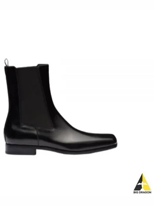 Brushed Leather Chelsea Boots Black 2TG206 P39 - PRADA - BALAAN 1