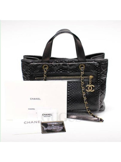 Women s Chanel A92975 Black Quilted Calfskin Python Front Pocket 2WAY 21st Unit gt bag Gangbuk used luxury goods - CHANEL - BALAAN 2