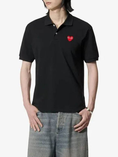 Heart Wappen Short Sleeve Polo Shirt Black - COMME DES GARCONS PLAY - BALAAN 2