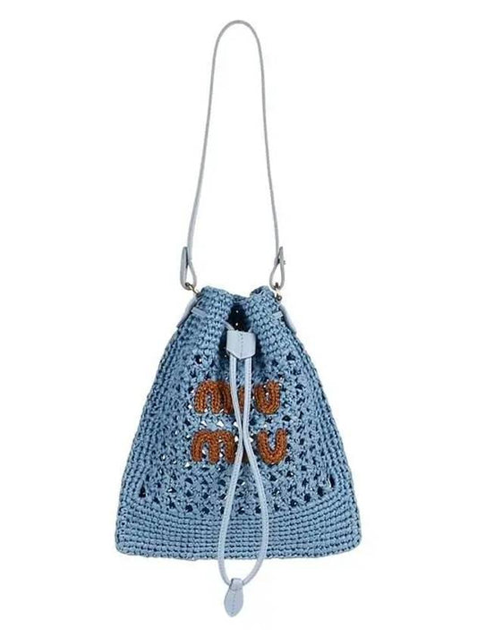 Woven Fabric Mini Bucket Bag Celeste - MIU MIU - BALAAN 2