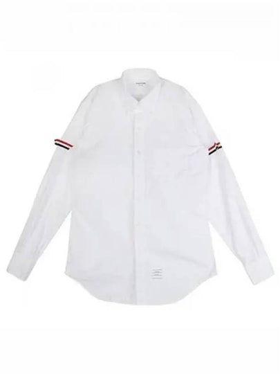 Men's Three Stripes Armband Poplin Long Sleeve Shirt White - THOM BROWNE - BALAAN 2