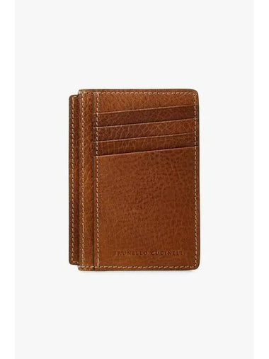 Men s Grained Calfskin Slim Card Holder Brown - BRUNELLO CUCINELLI - BALAAN 1