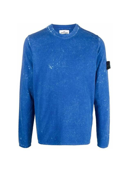 Garment Dying Cotton Sweatshirt Blue - STONE ISLAND - BALAAN.