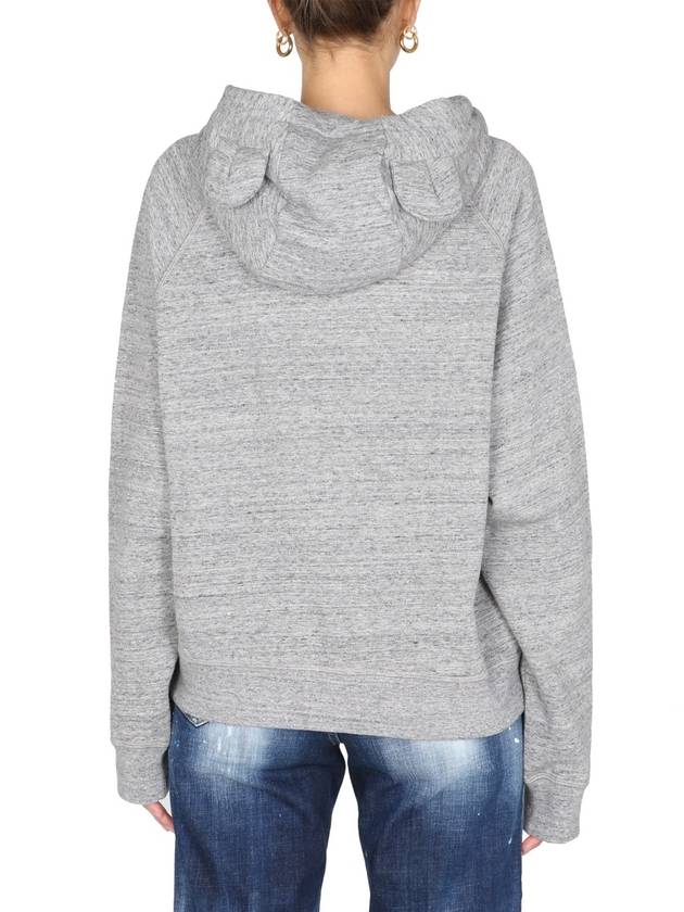 Women's Logo Print Hooded Top Gray - DSQUARED2 - BALAAN 4