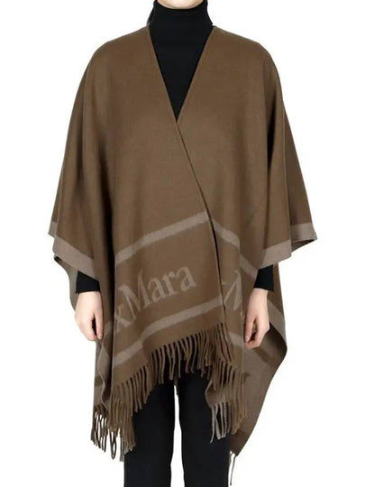 Logo Detail Fringed Cape Brown - MAX MARA - BALAAN 2