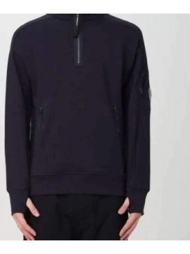 Diagonal Raised Fleece Half Zipped Sweatshirt Navy - CP COMPANY - BALAAN 2