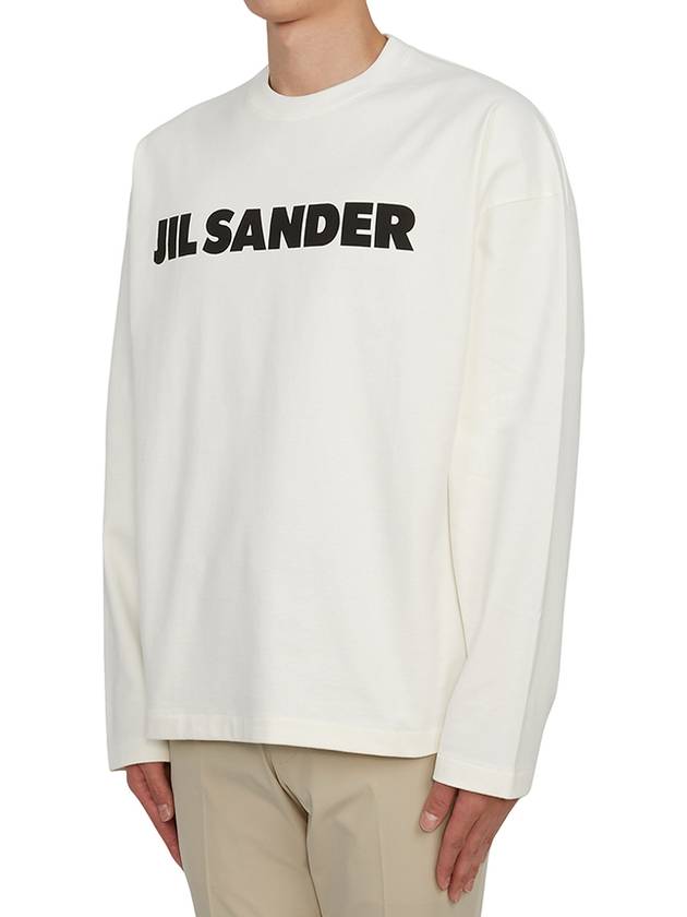 Logo Print Cotton Long Sleeve T-Shirt White - JIL SANDER - BALAAN 3