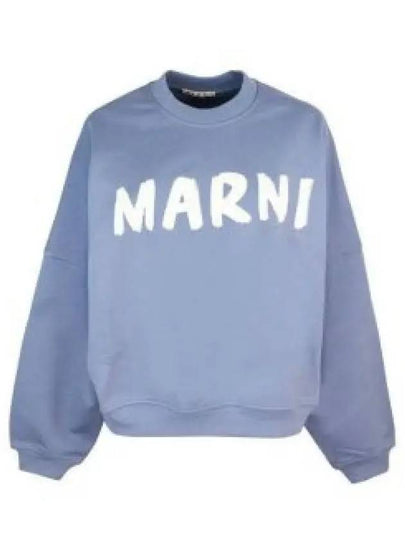 Logo Print Cotton Sweatshirt Light Blue - MARNI - BALAAN 2