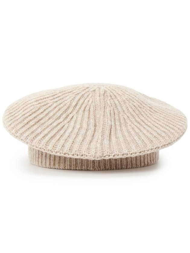 Logo Rib Edge Wool Beret Sand - GANNI - BALAAN 4