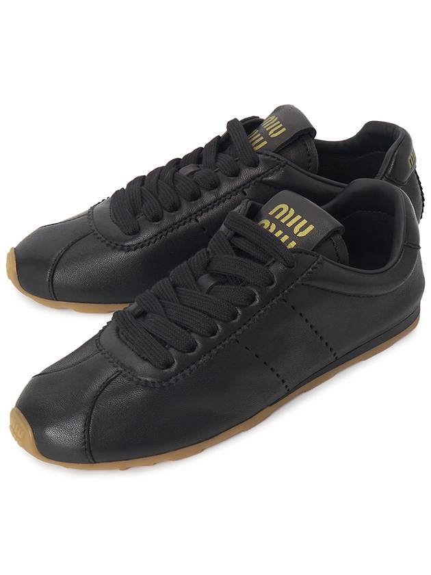 Women's Nappa Leather Low Top Sneakers Black - MIU MIU - BALAAN 2