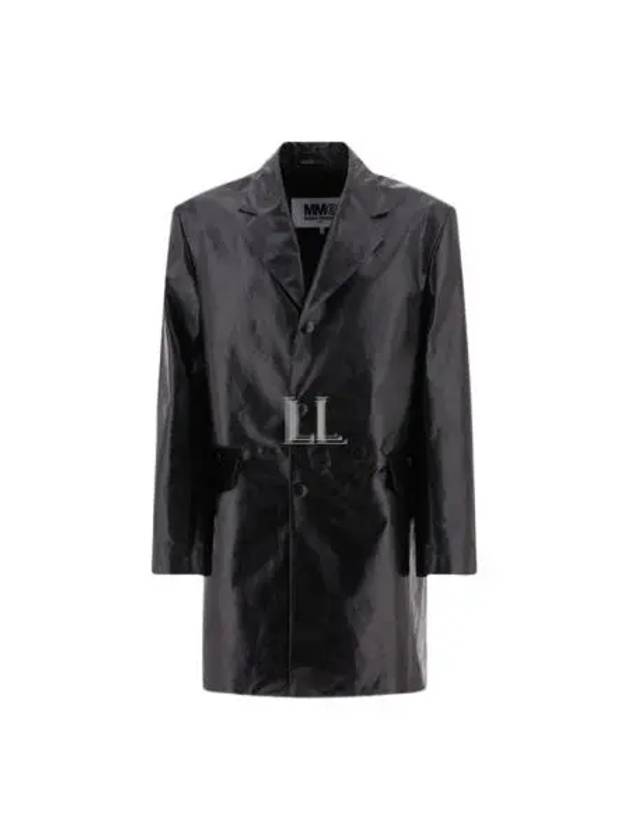 Leather Single Breasted Coat Black - MAISON MARGIELA - BALAAN 2