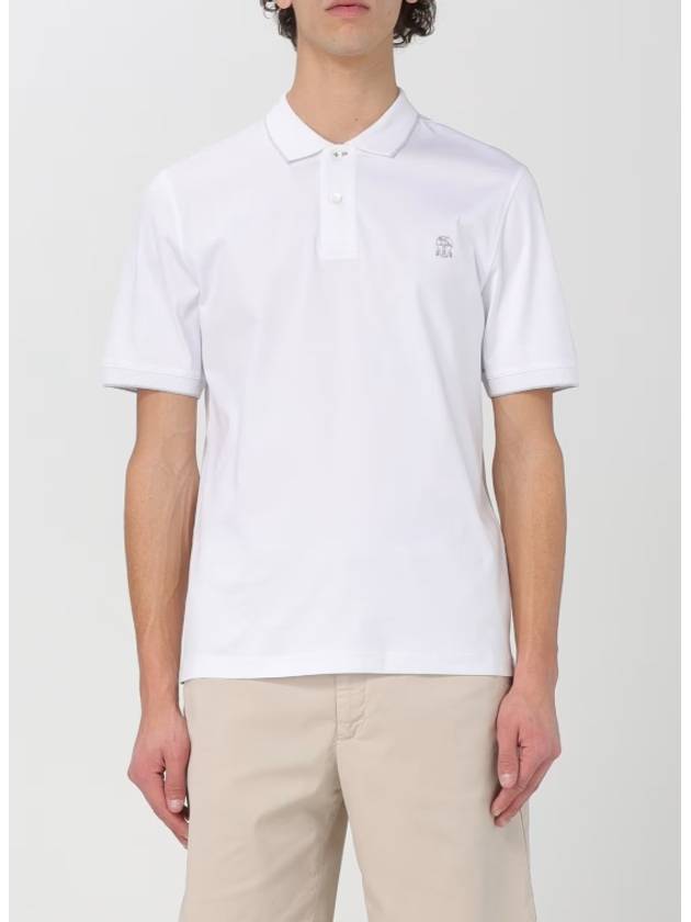 Logo Embroidered Cotton Short Sleeve Polo Shirt White - BRUNELLO CUCINELLI - BALAAN 2