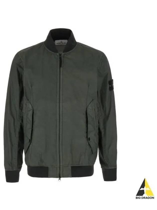 Men's Wappen Patch Zip-Up Bomber Jacket Green - STONE ISLAND - BALAAN 2