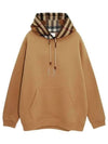 Check Cotton Blend Hoodie Camel Beige - BURBERRY - BALAAN 2