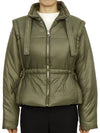 Shiny Quilted Vest Zip-Up Jacket Green - GANNI - BALAAN 5