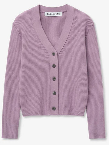 Rib knit setup cardigan violet - BLONDNINE - BALAAN 1