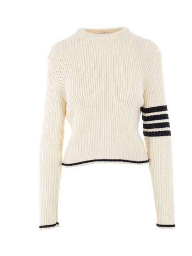 4 Bar Stripe Cable Knit Top White - THOM BROWNE - BALAAN 2