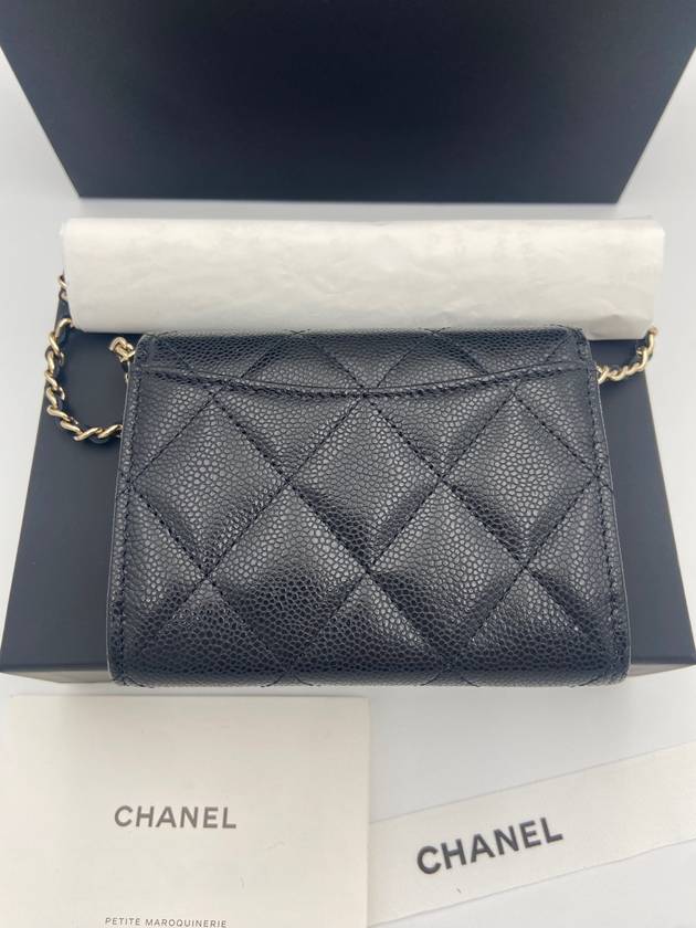 CC Logo Caviar Chain Flap Card Wallet Black - CHANEL - BALAAN 5