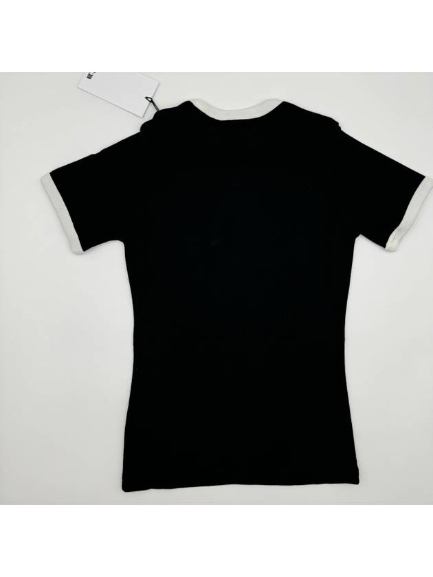 Bumpy Contrast Re-Edition Short Sleeve T-Shirt Black - COURREGES - BALAAN 3