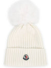 Kids Infant Pom Beanie Ivory 3B00014 M1131 030 - MONCLER - BALAAN 3