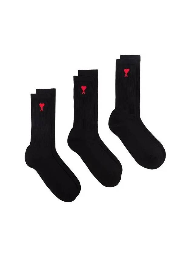 Heart Logo Socks 3 Pack Black - AMI - BALAAN 3