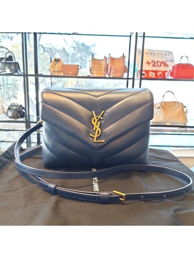 Loulou Toy Matelasse Shoulder Bag Navy - SAINT LAURENT - BALAAN 2