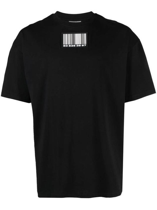 Rubber Barcode Patch Short Sleeve T-Shirt Black - VETEMENTS - BALAAN 1