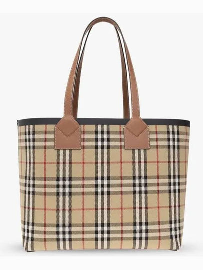 London Check Medium Cotton Tote Bag Archives Beige - BURBERRY - BALAAN 2