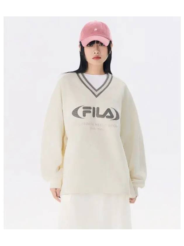 V neck logo sweatshirt FS2POG3151FSWH - FILA - BALAAN 1