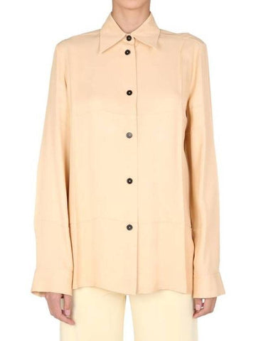 Women's Point Collar Boxy Fit Long Sleeve Blouse Pink - JIL SANDER - BALAAN 1