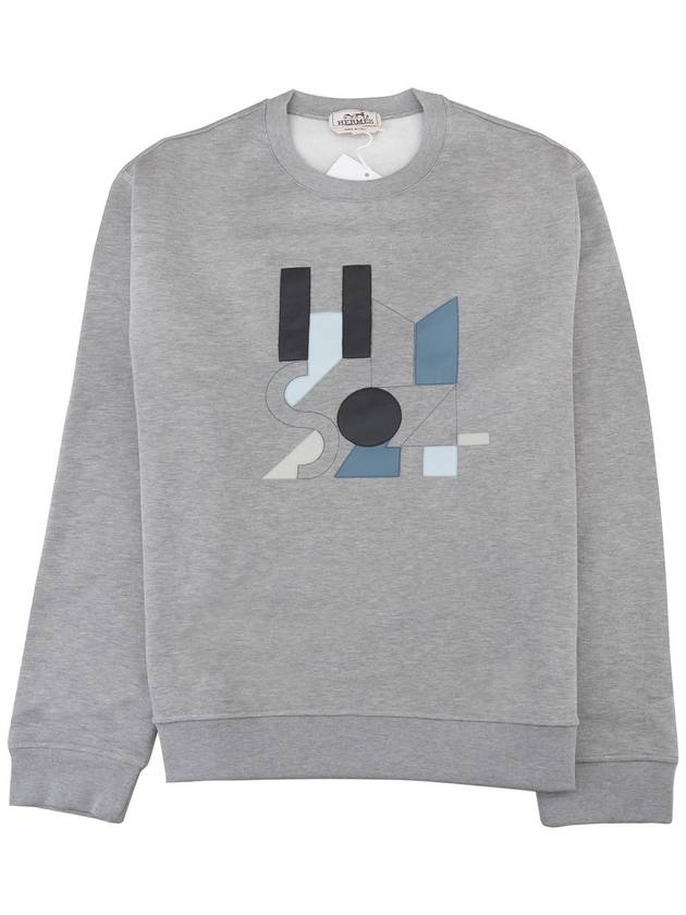 Men's Leather Patch Sweatshirt Grey - HERMES - BALAAN 1