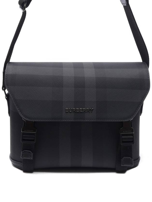 Signature Check Metal Logo Small Messenger Bag Grey Black - BURBERRY - BALAAN 3