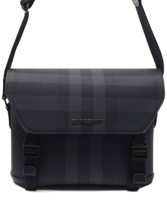 Signature Check Metal Logo Small Messenger Bag Grey Black - BURBERRY - BALAAN 2