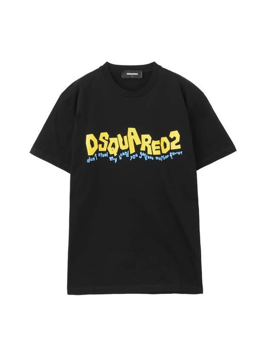 Print Logo Short Sleeve T-Shirt Black - DSQUARED2 - BALAAN 1