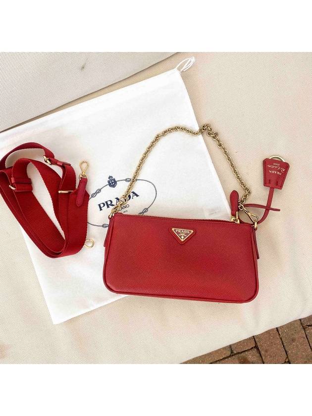 Triangle Logo Saffiano Mini Shoulder Bag Red - PRADA - BALAAN 2